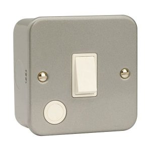 Click Metal Clad 20A Dual Pole Plate Switch